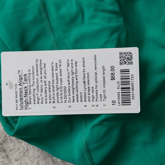 NWT LULULEMON HIGH NECK ALIGN TANK SIZE 10 - Picture 3 of 3